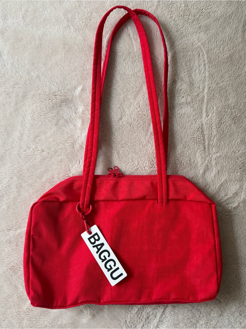 NWT BAGGU Nylon Bowler Bag Candy Apple